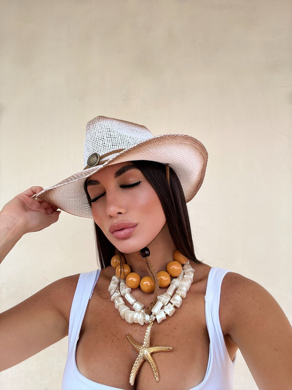 COLLANA PERLE BUBBLE CARAMELLO