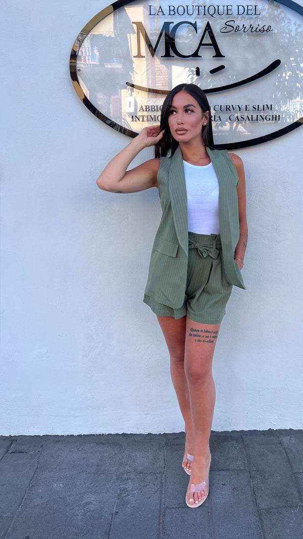 TAILLEUR GESSATO JESSY VERDE MILITARE