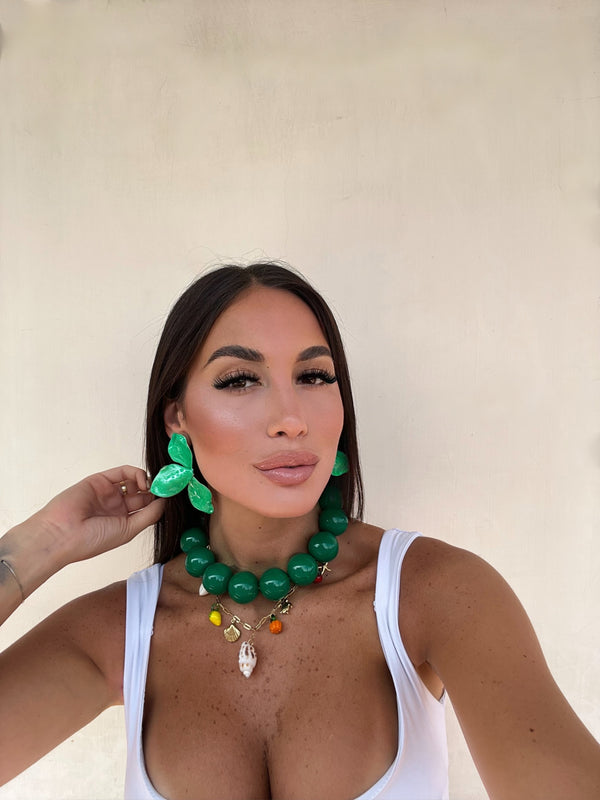COLLANA PERLE BUBBLE VERDE SMERALDO