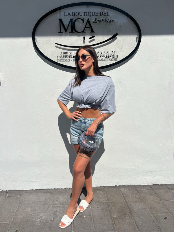 T-SHIRT CROP CLIELIA GRIGIA